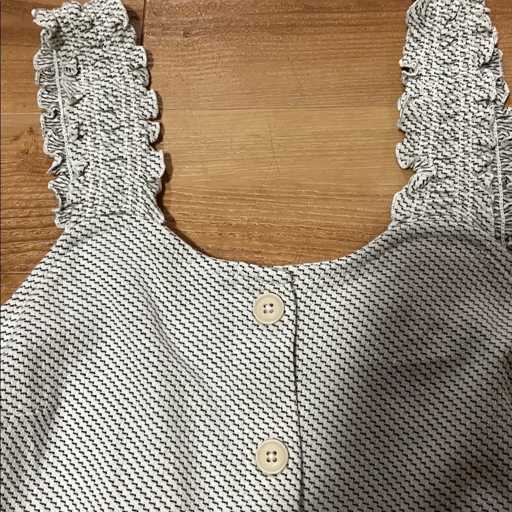 a.n.a Black and White Striped Button-Front Blouse - Picture 3 of 4